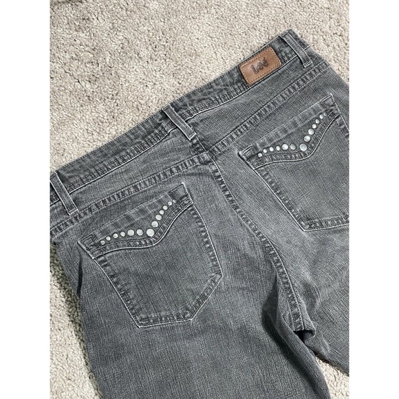 Lee Mid Rise Bootcut Lower On The Waist Denim Jeans Women's 14 Black Embellished - Picture 6 of 7